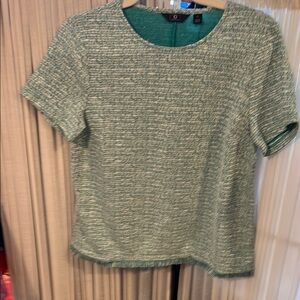 G by Giuliana Green Boxy Ribbed Short Sleeve Blouse